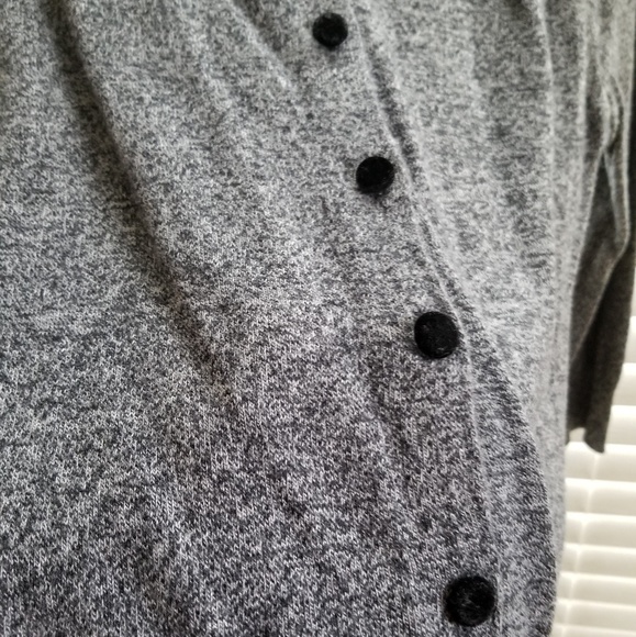 Loft Gray Cardigan Ruffled Neck - Picture 2 of 3